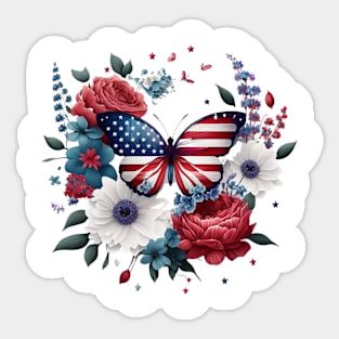 Patriotic Butterfly, 4th of July Design Sticker